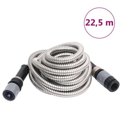 VidaXL Tuinslang met sproeikop 0,6'' 22,5 m roestvrij staal zilver VidaXL Tuinslang met sproeikop 0,6'' 22,5 m roestvrij staal zilver