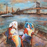 Schilderij - Metaalschilderij - Brunch in New York City, 100x100cm - thumbnail