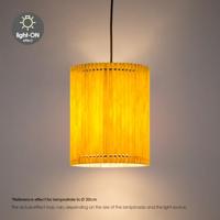 Papieren Gevouwen Lampenkap - Cilindrisch - Geel - ø20 x 24 cm - E27 fitting - Voor Tafellampen - Ontworpen voor woonkamer en eetkamer - thumbnail
