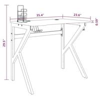 Gamingbureau met K-vormige poten 90x60x75 cm zwart - thumbnail