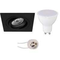 LED Inbouwspot Set Vierkant Mat Zwart 8W GU10 Koud Wit 6400K - thumbnail