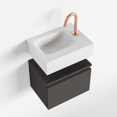 MONDIAZ ANDOR 40cm toiletmeubel dark grey. LEX 40cm wastafel talc links 1 kraangat MONDIAZ ANDOR 40cm toiletmeubel dark grey. LEX 40cm wastafel talc links 1 kraangat