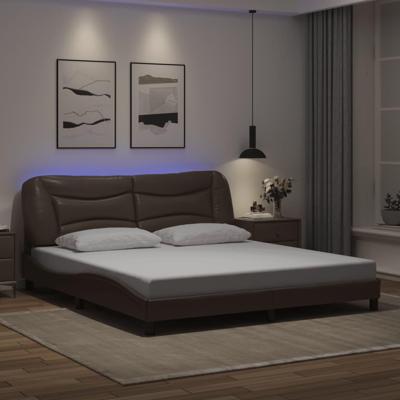 Bedframe met LED-verlichting kunstleer bruin 180x200 cm