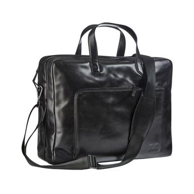 Businesstas Maverick All Black met laptopvak 15,6" leer zwart Businesstas Maverick All Black met laptopvak 15,6" leer zwart