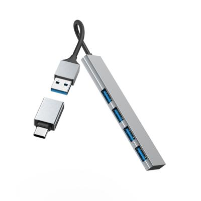 Hama 00200141 USB-hub 4 poorten USB-A USB 3.2 Gen1 5 GBit/s Met USB-C stekker Grijs
