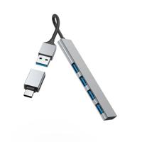 Hama 00200141 USB-hub 4 poorten USB-A USB 3.2 Gen1 5 GBit/s Met USB-C stekker Grijs - thumbnail
