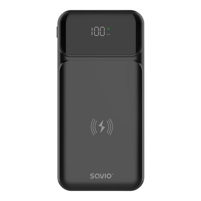 Savio BA-09 powerbank Lithium-Polymeer (LiPo) 37 mAh Draadloos opladen Zwart