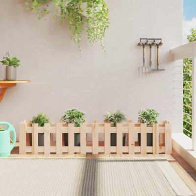 VidaXL Plantenbak verhoogd met hekontwerp 150x30x30 cm grenenhout