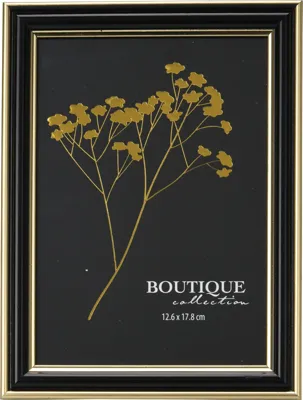 Home & Styling Fotolijst kunststof zwart/goud 15x20cm