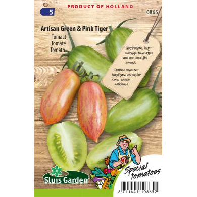 Tomaat (langgerekt) zaden - Artisan Green & Pink Tiger