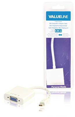 Valueline VLMB37850W02 0,20 m stekker naar bus Mini Displayport Adapter - Wit