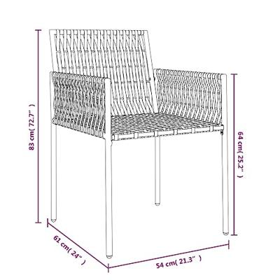 Tuinstoelen 2 st met kussens 54x61x83 cm poly rattan zwart