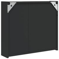 Badkamerkast met spiegel en LED 60x13x52 cm zwart - thumbnail