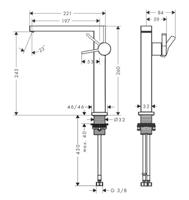 Hansgrohe Tecturis E ééngreeps wastafelkraan 240 Fine CoolStart voor waskommen met afvoerplug, Brushed Bronze - thumbnail
