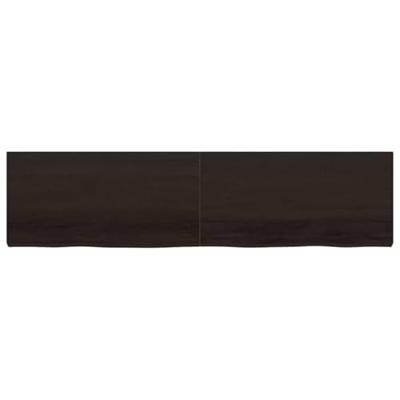 Wandschap 200x50x6 cm behandeld massief eikenhout donkergrijs