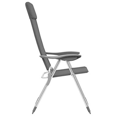 Campingstoelen 4 st inklapbaar aluminium grijs - thumbnail