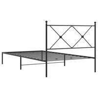 Bedframe met hoofdbord metaal zwart 100x190 cm - thumbnail