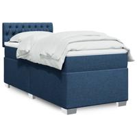 Boxspring met matras stof blauw 100x200 cm - thumbnail