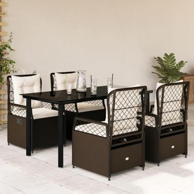 5-delige Tuinset met kussens poly rattan bruin 5-delige Tuinset met kussens poly rattan bruin
