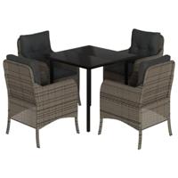 5-delige Tuinset met kussens poly rattan grijs - thumbnail