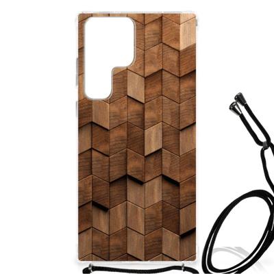 Stevig Telefoonhoesje voor Samsung Galaxy S23 Ultra Wooden Cubes Stevig Telefoonhoesje voor Samsung Galaxy S23 Ultra Wooden Cubes