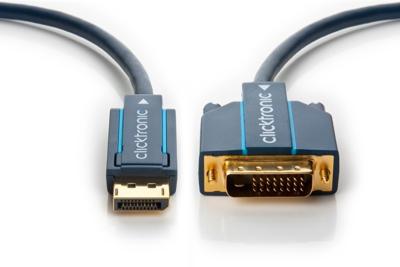 Clicktronic DisplayPort/DVI-D adapterkabel/Full HD 1080p (60 Hz) / DisplayPort Stekker > DVI-D stekker Dual-Link (24+1 pin) / monitorkabel met vergulde stekkers / 3 meter