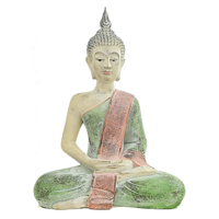 Thaise Boeddha Beeld Mediterend Groen - 33 x 19 x 43 cm - thumbnail