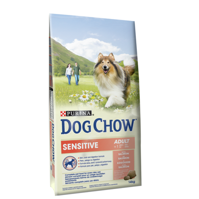 DOG CHOW Dog Sensitive Droogvoer met zalm voor volwassen honden, 14 kg
