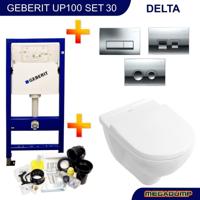Geberit Up100 Toiletset 30 Villeroy & Boch O.Novo Directflush Met Bril En Drukplaat - thumbnail