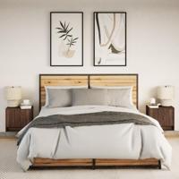 Nachtkastjes met LED's 2 st wandgemonteerd bruin eikenkleur - thumbnail