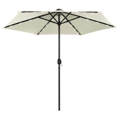 VidaXL Parasol met led-verlichting en aluminium paal 270 cm zandwit