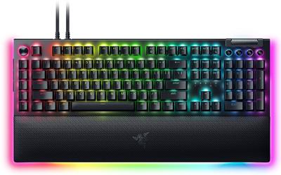 Razer blackwidow v4 pro rgb mechanisch gaming toetsenbord (zwart, us lay-out (qwerty), yellow, 100%)