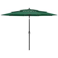 VidaXL Parasol 3-laags met aluminium paal 3 m groen - thumbnail