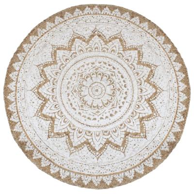 Tapijt met print rond 210 cm gevlochten jute