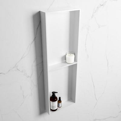 MONDIAZ EASY Nis 149,5x29,5cm in solid surface kleur Talc | Talc. 2 vakken geschikt voor in- of opbouw MONDIAZ EASY Nis 149,5x29,5cm in solid surface kleur Talc | Talc. 2 vakken geschikt voor in- of opbouw