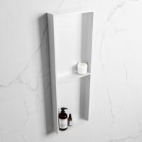 MONDIAZ EASY Nis 149,5x29,5cm in solid surface kleur Talc | Talc. 2 vakken geschikt voor in- of opbouw - thumbnail