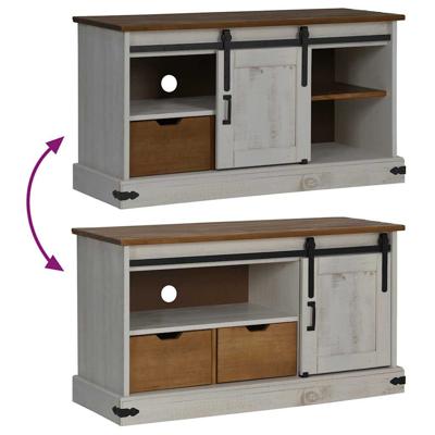 Tv-meubel HALDEN met schuifdeur wit 110x40x60 cm massief hout