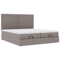 Ottoman bed met matrassen en LED's 180x200cm stof taupe - thumbnail