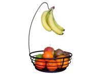 XEMM Fruitmand met Banaanhouder - Ø 28 x 40 cm - Zwart - thumbnail