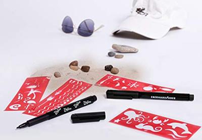 Eberhard Faber EF-559597 Tattoo Marker 2 Stuks + Sjablonen Zwart