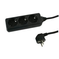 3-voudige zwarte stekkerdoos [diverse kabellengtes] - thumbnail