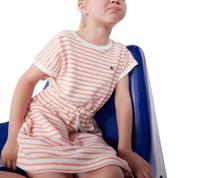 Gestroomde badjas voor meisjes PETIT BATEAU abrikoos - thumbnail