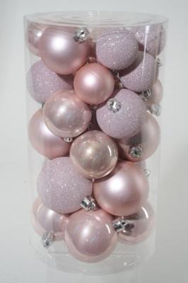 Decoris kerstballen set Plastic 30st poederroze 4-5-6cm