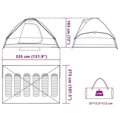VidaXL Koepeltent 6-persoons waterdicht groen VidaXL Koepeltent 6-persoons waterdicht groen