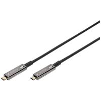Digitus AK-330160-100-S USB-C-displaykabel USB 3.2 Gen2 USB-C, USB-C stekker 10.00 m Zwart Flexibel, Afgeschermd, Met USB - thumbnail