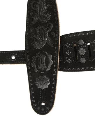 Levys Leathers PMS44T03-BLK lederen gitaarband, paisley, zwart Levys Leathers PMS44T03-BLK lederen gitaarband, paisley, zwart