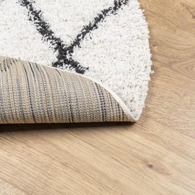 VidaXL Vloerkleed pamplona shaggy hoogpolig ø 200 cm crème en zwart
