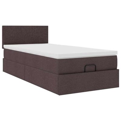 Ottoman bed met matras 80x200cm stof donkerbruin