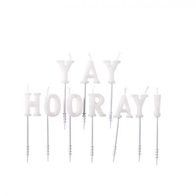 Amscan Kaarsen yay hooray! 6 cm set van 11 | 24 stuks