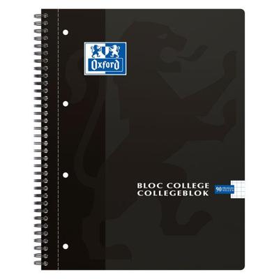 Collegeblok Oxford A4+ ruit 5x5mm 4-gaats 180 pagina&apos;s 80gr zwart | 5 stuks